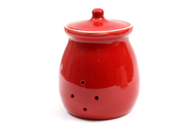 Glinena posuda za čuvanje luka i krumpira, crvena
