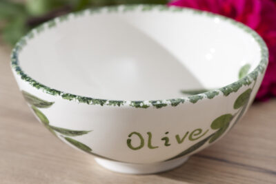 Glinena zdjelica – velika, oslikana, motiv maslina