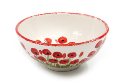 Glinena zdjelica – velika, oslikana, motiv poljskih makova