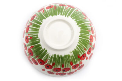 Glinena zdjelica – velika, oslikana, motiv poljskih makova