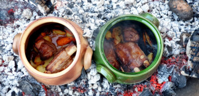 Glineni lonac za žar, mali, smeđi