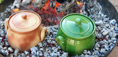 Glineni lonac za žar, mali, smeđi