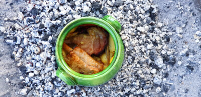 Glineni lonac za žar, mali, smeđi