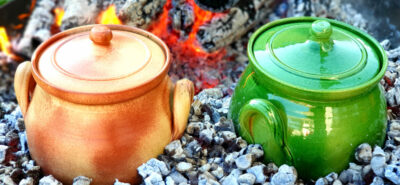 Glineni lonac za žar, mali, smeđi